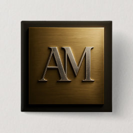 Monogram AM Borstad Guld Metall Design Knapp