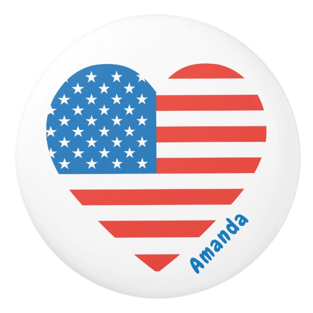 Monogram American USA flagga 4 juli - Anpassa Knopp (Framsidan)