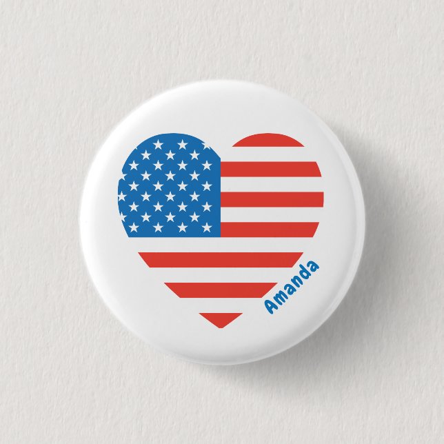 Monogram Amerikansk USA Flagga 4:e Juli Personlig Knapp (Framsida)