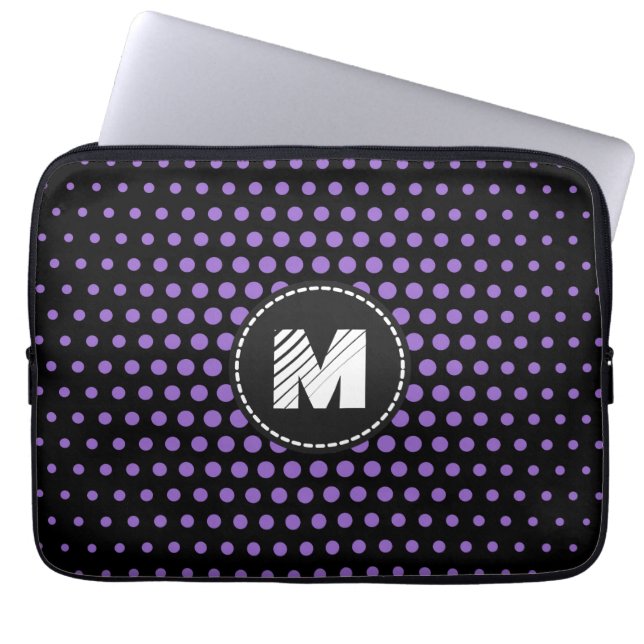 Monogram Amethyst Techno Dots Modern Laptop Fodral (Framsidan)