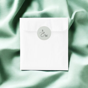 Monogram Ampersand-skript Bröllop Runt Klistermärke