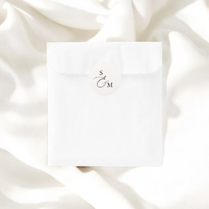 Monogram Ampersand-skript Bröllop Runt Klistermärke