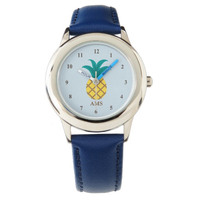 Monogram ananas Kids Blue Armbandsur (Framsida)