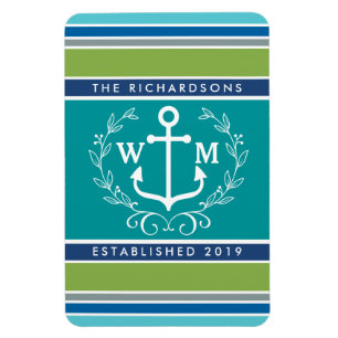Monogram Anchor Laurel Wandan Rand Nautical Magnet