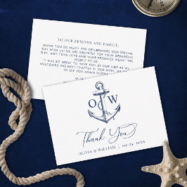 Monogram Anchor Nautical Bröllop Tack Kort