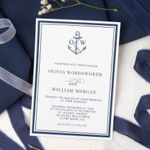 Monogram Anchor White Navy Nautical Bröllop