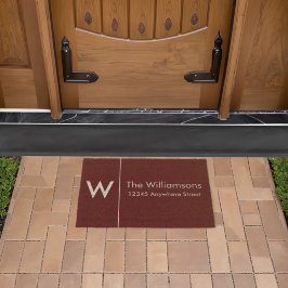 Monogram and Address on Autumn Burgundy