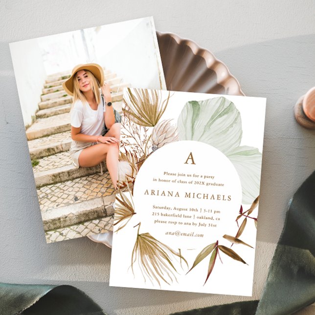 Monogram andedräkt en fotoStudentfest Inbjudningar (Skapare uppladdad)