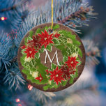 Monogram andedräkt Första jul - nytt hemmafoto<br><div class="desc">Den första julen i vår nya prydnadsdesign i hemmet har en engradig krans på framsidan och ett foto och text på baksidan. Samlingen av produkter för samordning finns tillgänglig i vår butik, zazzle.com/store/doodlelulu. Kontakta oss om du behöver den här designen för en specifik produkt för att skapa din egen unika...</div>