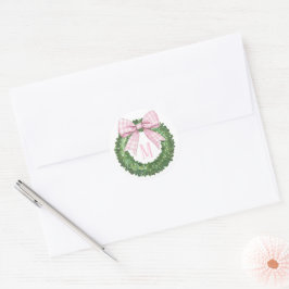 Monogram andedräkt med Rosa Gingham Bow Runt Klistermärke