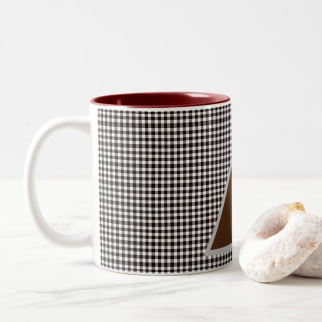   Monogram Anpassa Chic Plaid Två-Tonad Mugg (Med munk)