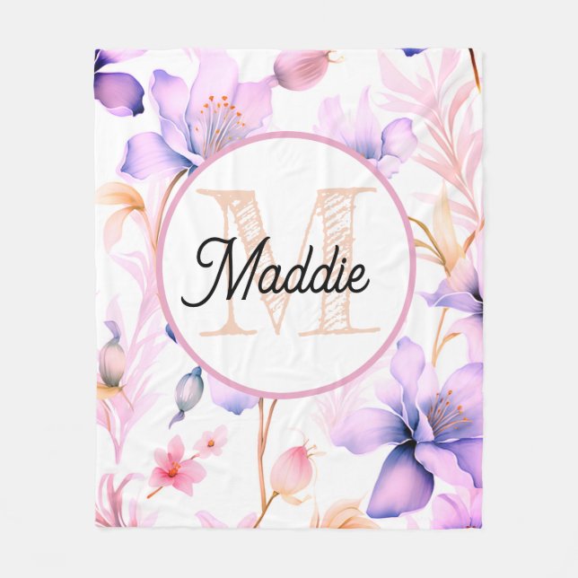 Monogram anpassad filt i fleece florl (Framsidan)