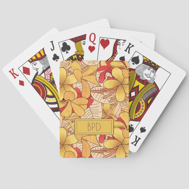 Monogram Anpassad Rolig Tropisk Blommig Mönster Casinokort (Baksidan)