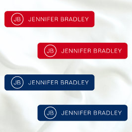 Monogram Anpassade namn Clothing Märkres Red and B Klistermärke