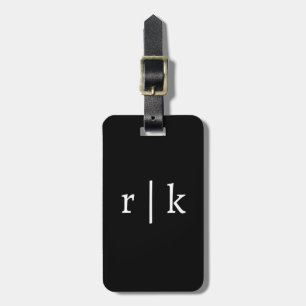 Monogram Anpassat Namn Svart Vitt Gåva Förmån Bagagebricka
