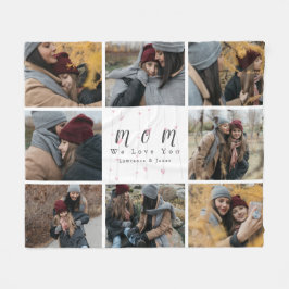 Monogram Anpassningsbar 8 Photo Collage Mor-familj Fleecefilt