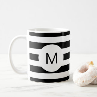 Monogram (Anpassningsbar Färg), svartvitt Kaffemugg