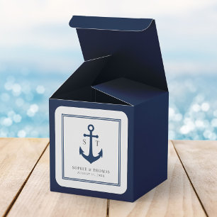 Monogram Anpassningsbar Gräns och Anchor Färg Naut Fyrkantigt Klistermärke