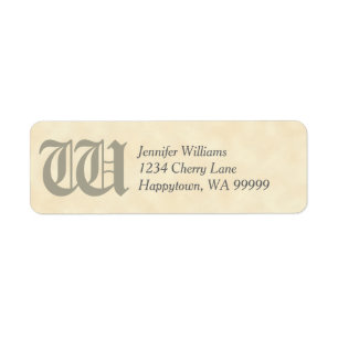 Monogram Anpassningsbar Light Parchment Returadres Returadress Etikett