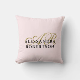Monogram Anpassningsbar Pastel Rosa Guld Black Min Kudde