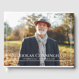 Monogram Anpassningsbar Photo on White Ram Memoria Gästböcker