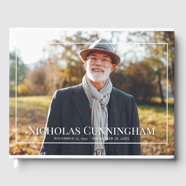 Monogram Anpassningsbar Photo on White Ram Memoria Gästböcker (Framsida)