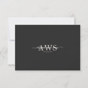 Monogram Anpassningsbar Script Namn Black Bröllop Tack Kort