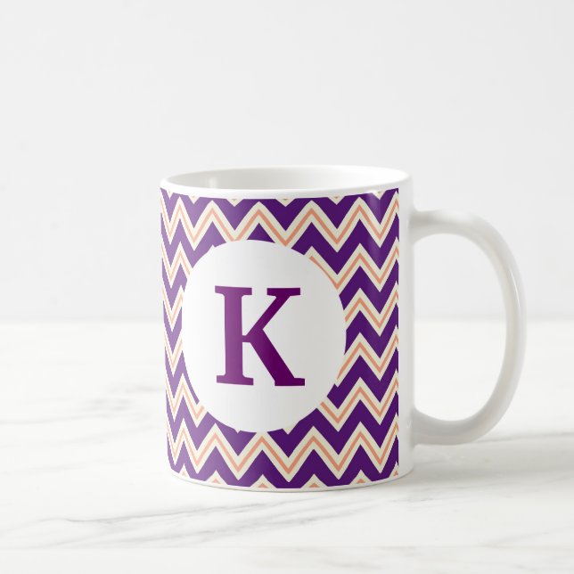 Monogram Anpassningsbar Tryckt kaffe Mugg Lila Che (Höger)