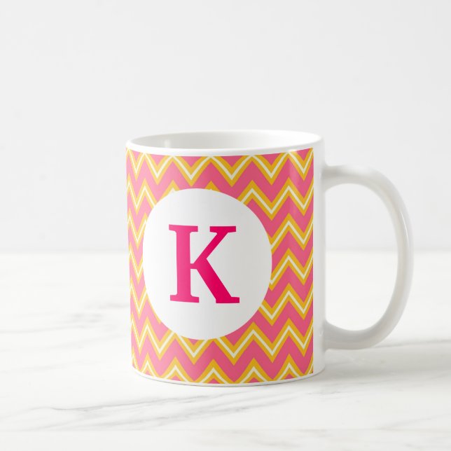 Monogram Anpassningsbar Tryckt kaffe Mugg Rosa Che (Höger)