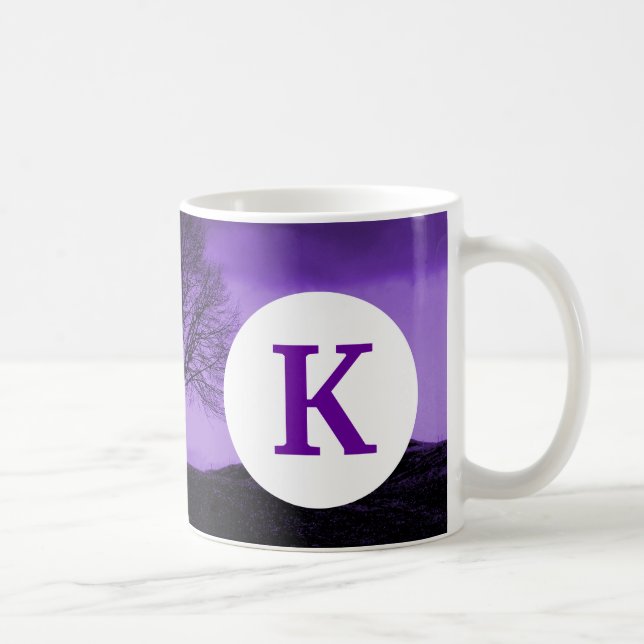 Monogram Anpassningsbar Tryckt kaffe Träd Silhouet Kaffemugg (Höger)