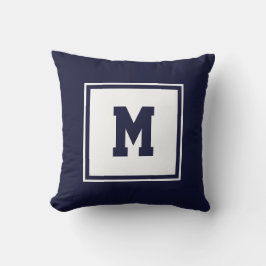 Monogram-Anpassningsbarna för marin blå och vit pa Kudde