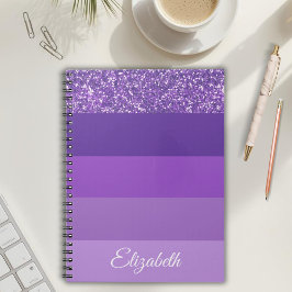 Monogram anteckningsbok med lila glitterränder