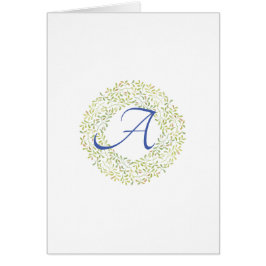 Monogram-anteckningskort för enkel Grönt av skript Hälsningskort