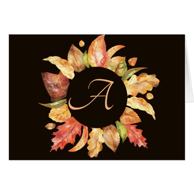 Monogram-anteckningskort för enkel skriptutandning hälsningskort (Framsidan Horizontal)