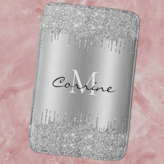 Monogram Antique Silver-Glitter-metall Badrumsmatta