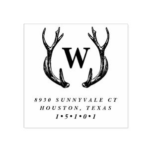 Monogram Antler WAN Returadress Frimärke Stämpel