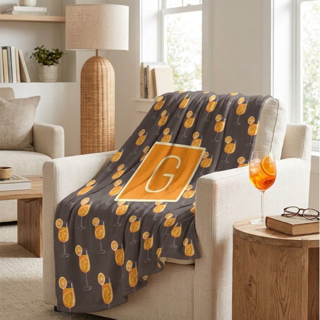 Monogram Aperol Spritz Flanellfilt  Fleecefilt (Skapare uppladdad)