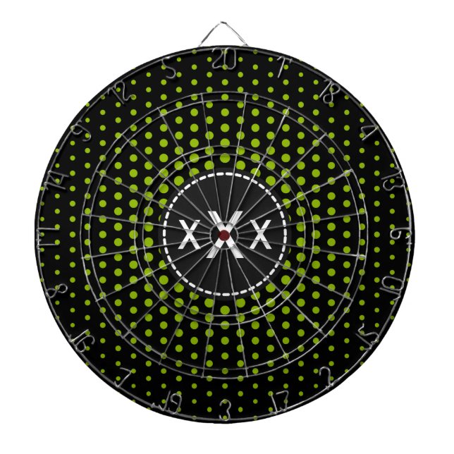 Monogram Apple grönt Techno Dots Modern Darttavla (Framsidan)