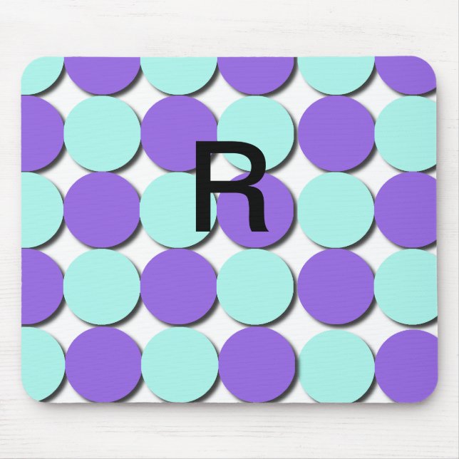 Monogram Aqua & Blue Polka dots Musmatta (Framsidan)