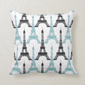 Monogram Aqua Chic Eiffel Torn Mönster Kudde