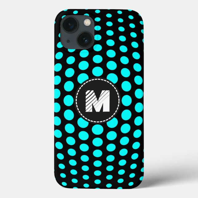Monogram Aqua Polka dots Mönster (Baksida)