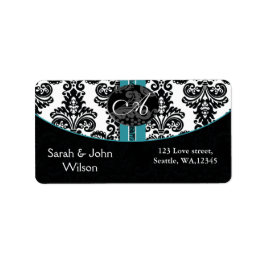 Monogram aqua,returadressetikett adressetikett