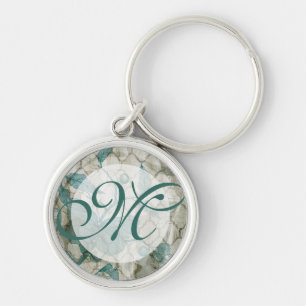 Monogram Arabesque Butterflies V Rund Silverfärgad Nyckelring
