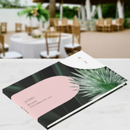 Monogram Arches Tropical Bröllop Guest Bok