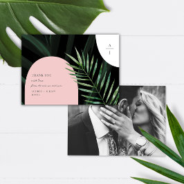 Monogram Arches Tropical Bröllop Photo Tack Kort
