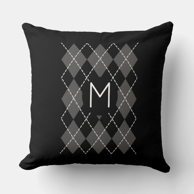 Monogram Argyle Mönster Dekorativ kudde (Framsida)