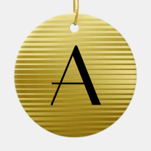 Monogram Art Deco Guld Satin Rand Julgransprydnad Keramik