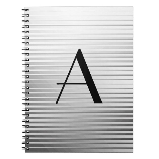Monogram Art Deco Silver Satin Rand Anteckningsbok (Framsidan)
