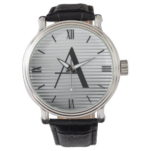 Monogram Art Deco Silver Satin Rand Armbandsur