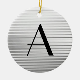 Monogram Art Deco Silver Satin Rand Julgransprydnad Keramik